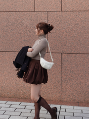 Suede balloon volume skirt