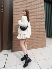 Suede balloon volume skirt